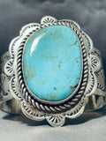 Show-stopping Vintage Santo Domingo Blue Gem Turquoise Sterling Silver Bracelet-Nativo Arts