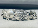 Native American School Of Fish Vintage Sterling Silver Southwest Bracelet Cuff-Nativo Arts