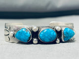 Superior Vintage Native American Navajo Carico Lake Turquoise Sterling Silver Bracelet-Nativo Arts