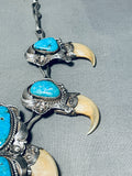 One Of The Best Vintage Native American Navajo Urquoise Sterling Silver Squash Blossom Necklace-Nativo Arts