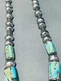 The Best Vintage Native American Navajo Turquoise Inlay Sterling Silver Tubule Necklace-Nativo Arts
