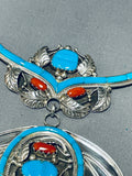 One Of The Biggest Most Crazy Vintage Navajo Turquoise Sterling Silver Necklace-Nativo Arts