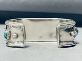 Authentic Early Deposit Bisbee Turquoise Vintage Native American Navajo Sterling Silver Bracelet-Nativo Arts