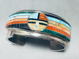 6 Inch Wrist Best Vintage Native American Zuni Don Dewa Inlay Sterling Silver Turquoise Bracelet-Nativo Arts