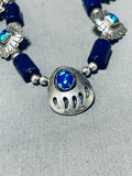 One Of The Coolest Vintage Native American Navajo Signed Azurite Sterling Silver Necklace-Nativo Arts