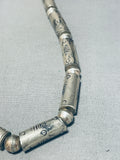 Long Tubes! Vintage Native American Navajo Sterling Silver Choker Style Necklace-Nativo Arts