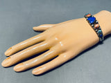 Dropdead Gorgeous Vintage Native American Navajo Lapis Heart Sterling Silver Bracelet-Nativo Arts
