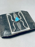 Eye Catching Vintage Native American Navajo Morenci Turquoise Sterling Silver Bowguard-Nativo Arts