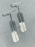 Excellent Vintage Native American Navajo Sterling Silver Feather Earrings-Nativo Arts