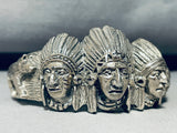 Chief Family!! Vintage Sterling Silver Bracelet Cuff Old-Nativo Arts