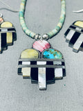Gorgy!! Vintage Santo Domingo Turquoise Inlay Sterling Silver Necklace-Nativo Arts