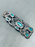 One Of The Coolest Most Unique Vintage Native American Navajo Sterling Silver Turquoise Buckle