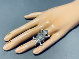 Alluring Native American Navajo Sterling Silver Toad Ring-Nativo Arts