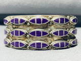 Native American One Of The Finest Vintage Navajo Sugulite Sterling Silver Inlay Bracelet-Nativo Arts