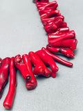 305 Grams Gorsous Native American Navajo Coral Sterling Silver Bead Necklace-Nativo Arts