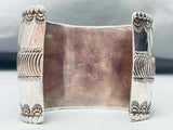 Earloy Vintage Native American Navajo Hand Tooled Sterling Silver Bracelet Cuff Old-Nativo Arts