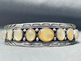 Amazing Vintage Native American Navajo Yellow Pearl Sterling Silver Bracelet-Nativo Arts