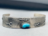 Mario Chavez Vintage Native American Navajo Naja Sterling Silver Turquoise Bracelet-Nativo Arts
