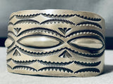 Wide Hand Wrought Vintage Native American Navajo Heavy Sterling Silver Bracelet-Nativo Arts