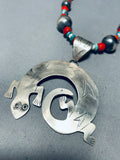 One Of The Best Ever Lizard Vintage Native American Navajo Sterling Silver Necklace-Nativo Arts