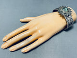 Star Basket Native American Navajo Spiderweb Turquoise Sterling Silver Bracelet Cuff-Nativo Arts