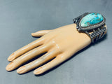Very Important Blue Bird Turquoise Vintage Native American Navajo Sterling Silver Bracelet-Nativo Arts