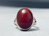 Exceptional Vintage Native American Navajo Signed Chris Tafoya Carnelian Sterling Silver Ring-Nativo Arts