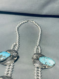 324 Grams!! Native American Navajo Turquoise Sterling Silver Squash Blossom Necklace-Nativo Arts