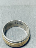 Amazing Vintage Native American Navajo Sterling Silver & 14k Gold Ring Signed V.hicks-Nativo Arts