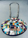 Largest Vintage Santo Domingo Inlay Sterling Silver Necklace, 5 Inches!!-Nativo Arts