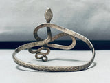 Slithering Snake Vintage Sterling Silver Coiled Up Bracelet Cuff-Nativo Arts