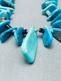 Rare Tabbed Turquoise Vintage Native American Navajo Sterling Silver Heishi Necklace Old-Nativo Arts