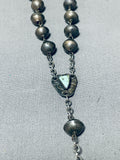 Gasp! Very Early Vintage Native American Navajo Turquoise Sterling Silver Rosary Necklace-Nativo Arts