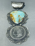 6 Inch Tall!! Native American Navajo Turquoise Sterling Silver Pendant-Nativo Arts