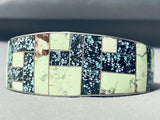 One Of The Finest Native American Navajo Green Turquoise Sterling Silver Inlay Bracelet-Nativo Arts