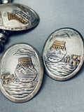 Incredible Vintage Native American Navajo Gold Sterling Silver Pottery Necklace Set-Nativo Arts