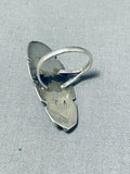 Elegant Vintage Native American Navajo Signed Black Onyx Sterling Silver Large Ring-Nativo Arts