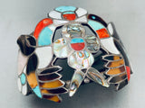 The Best Vintage Zuni Hummingbid Turquoise Inlay Sterling Silver Bracelet-Nativo Arts