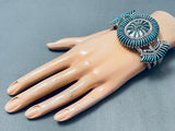 One Of Best Ever Vintage Native American Zuni Needle Turquoise Sterling Silver Cluster Bracelet-Nativo Arts