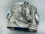 167 Grams!! Horse Portrait Native American Navajo Turquoise Sterling Silver Bracelet-Nativo Arts