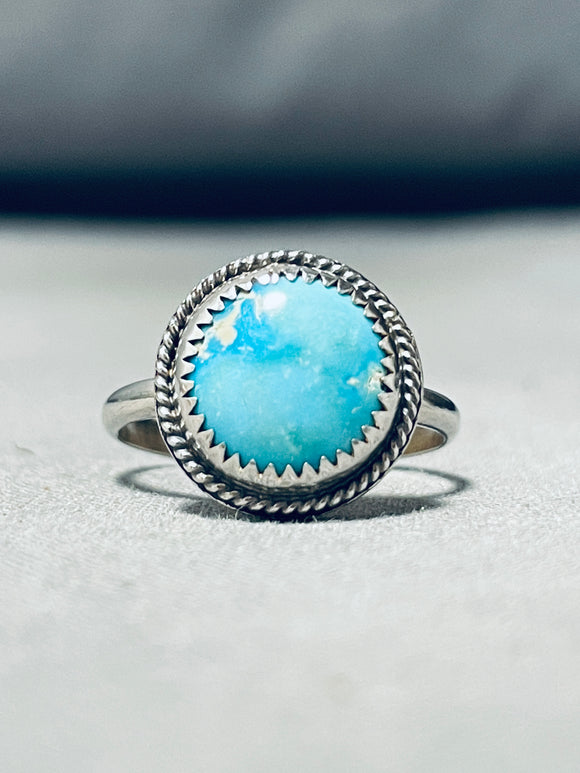 Sky Blue Turquoise Vintage Native American Navajo Sterling Silver Ring-Nativo Arts