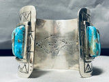 158 Grams 7 Inch Wrist Native American Navajo Turquoise Inlay Sterling Silver Bracelet-Nativo Arts
