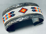 Heavy 7 Inch Wrist Vintage Native American Navajo Sterling Silver Bracelet-Nativo Arts