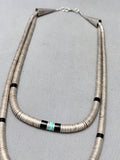 Heavy 161 Grams Vintage Native American Navajo Sterling Silver Turquoise Heishi Necklace-Nativo Arts