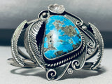 Jameson Lee Vintage Native American Navajo Blue Gem Turquoise Sterling Silver Bracelet-Nativo Arts