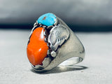 Outstanding Vintage Native American Navajo Pilot Mountain Turquoise Sterling Silver Ring-Nativo Arts