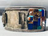 Best Vintage Native American Navajo Lapis Mosaic Inlay Turquoise Sterling Silver Watch Bracelet