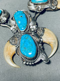 One Of The Best Vintage Native American Navajo Urquoise Sterling Silver Squash Blossom Necklace-Nativo Arts