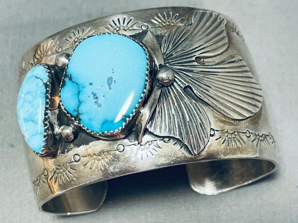 Wow The Crowd!! Vintage Native American Navajo Blue Diamond Turquoise Sterling Silver Bracelet-Nativo Arts