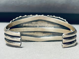 Native American Very Rare All Silver Teardrop Hand Tooled Bracelet Cuff-Nativo Arts